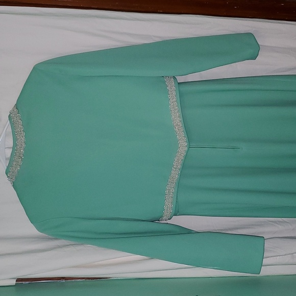 Vintage 70s Miss Rubette Mint Green Formal Prom Maxi Dress - Picture 6 of 12